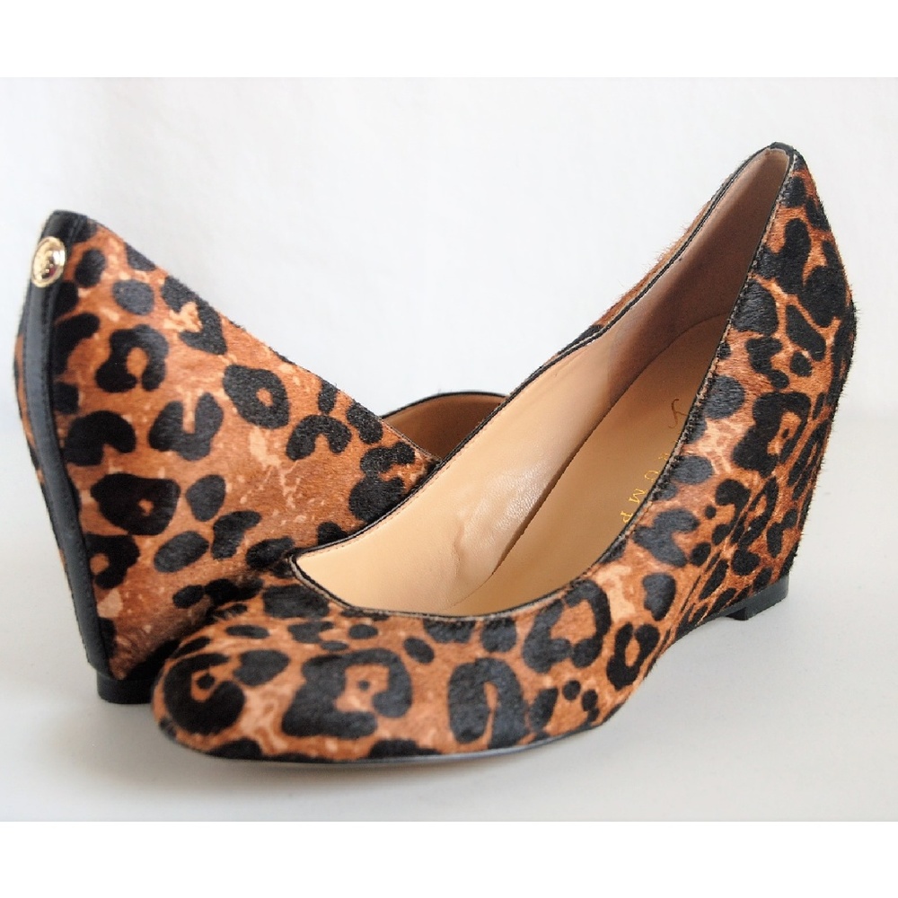 Ivanka Trump "Linear" Cheetah Print Wedge Pumps